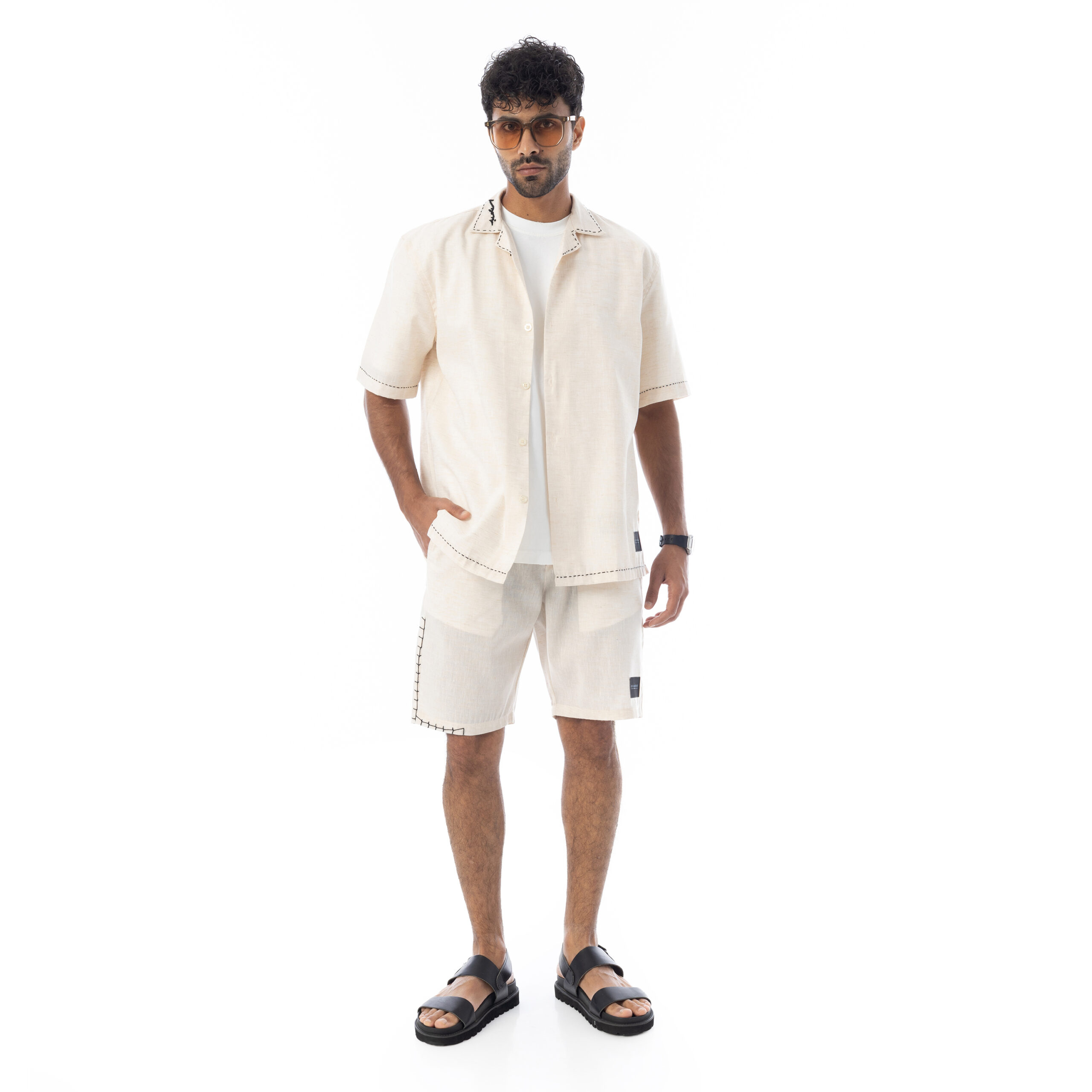 Handmade Linen Shirt-Beige - Image 2