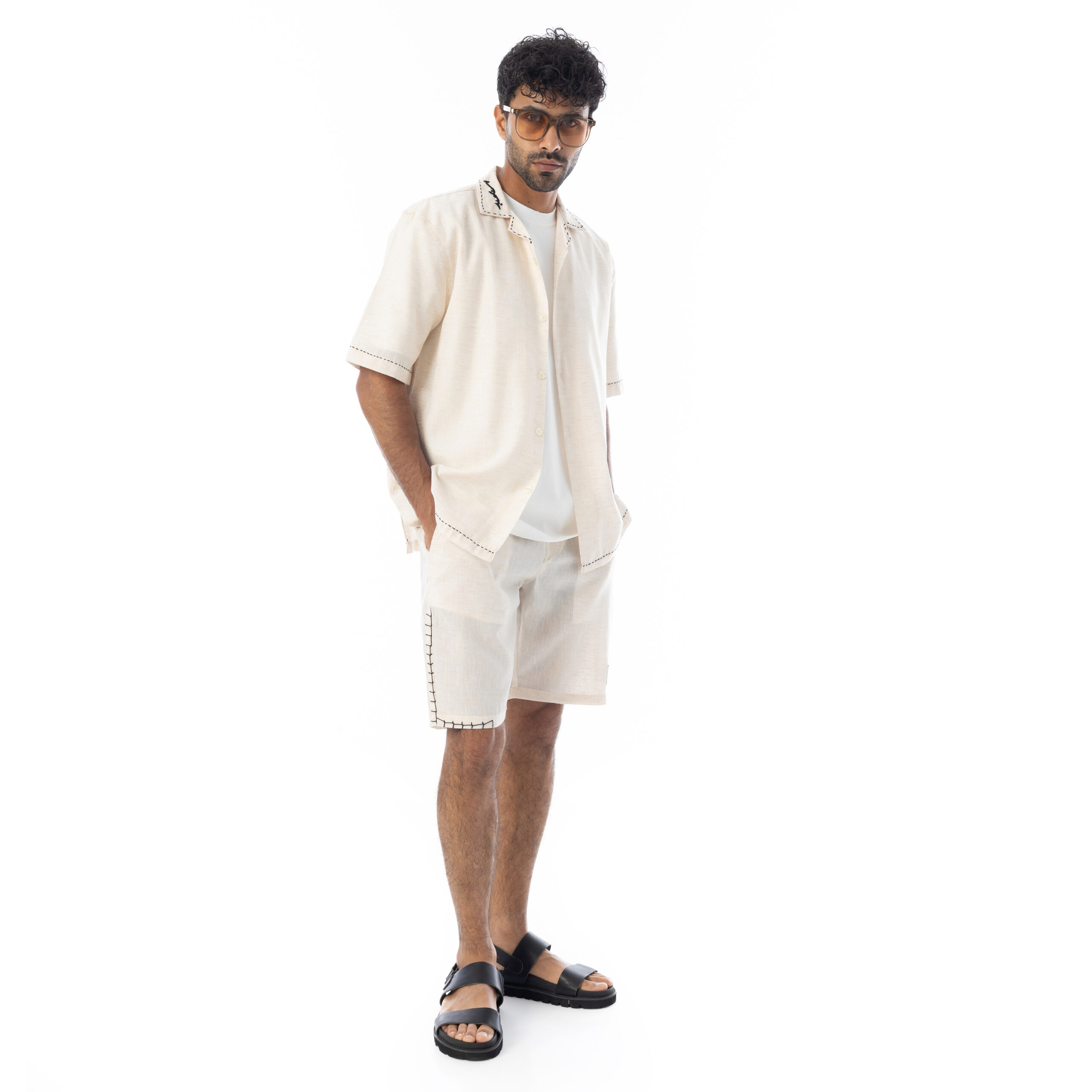 Handmade Linen Shirt-Beige - Image 4