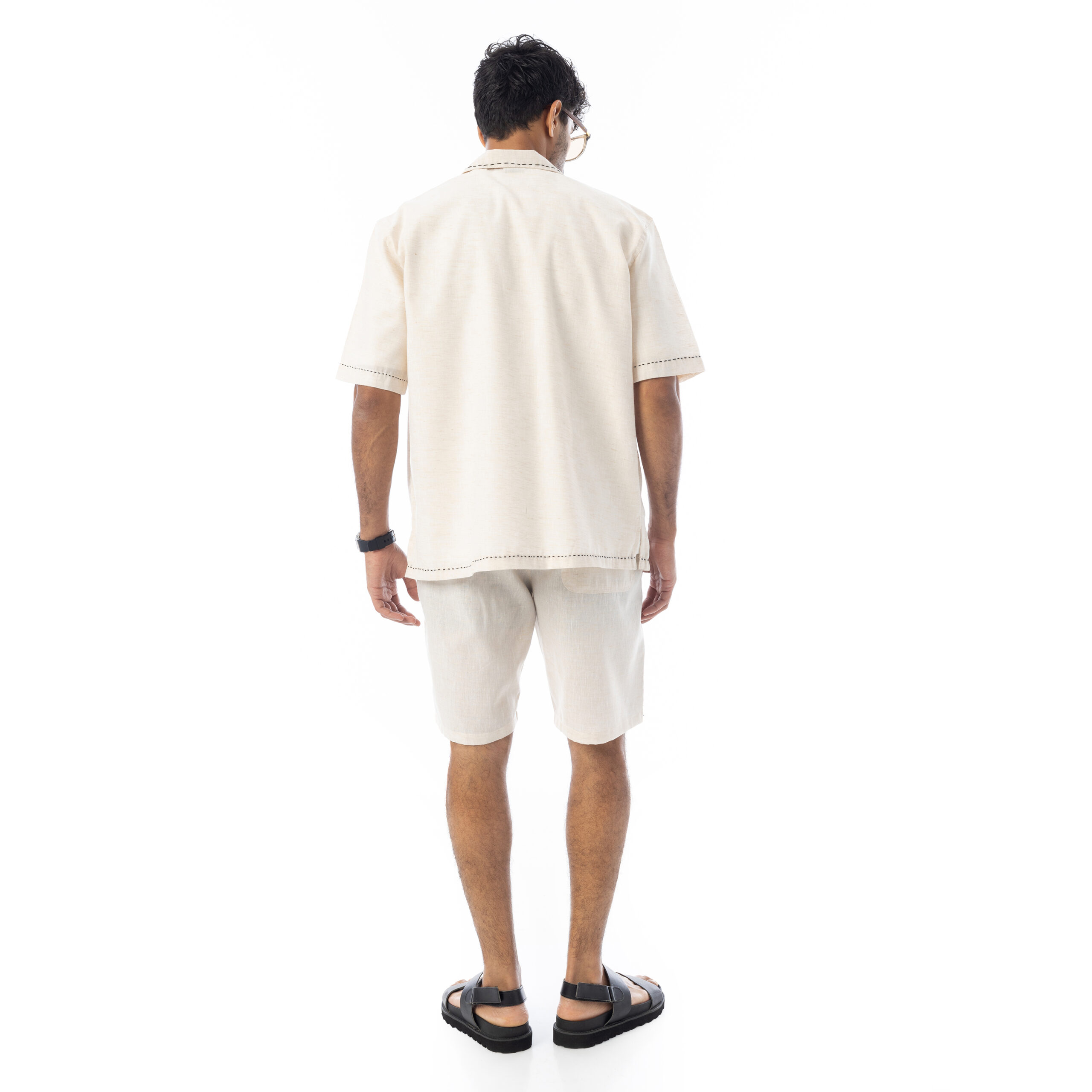 Handmade Linen Shirt-Beige - Image 3