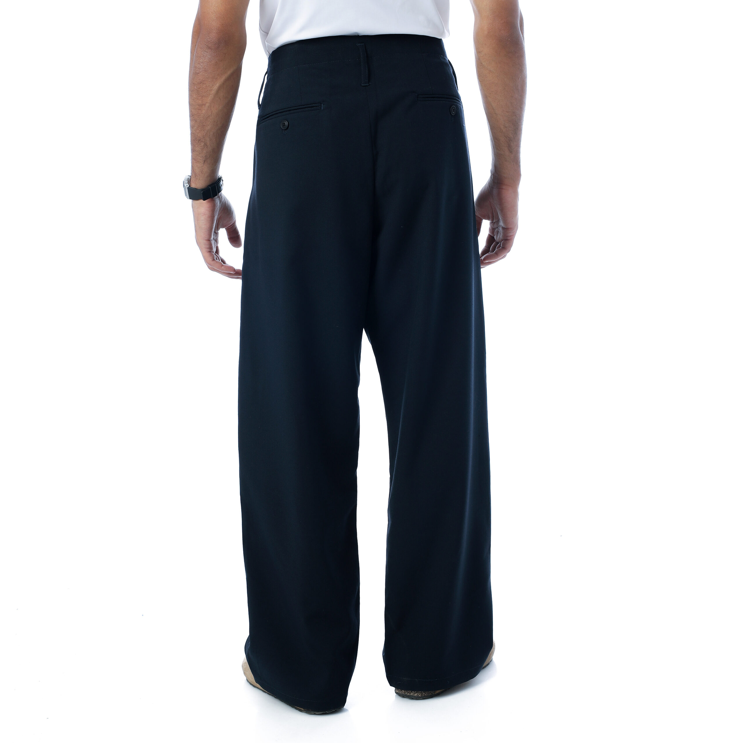 Old Money-Super Wide-Leg Trousers-Navy Blue - Image 3