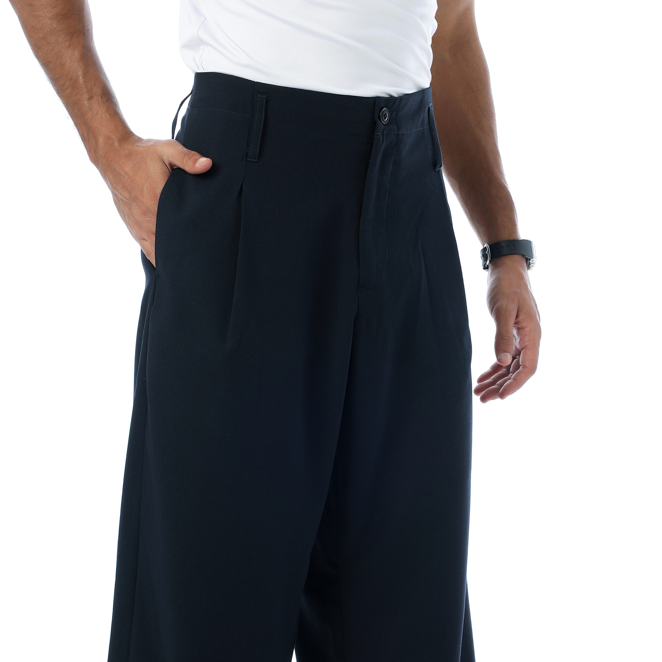 Old Money-Super Wide-Leg Trousers-Navy Blue - Image 2