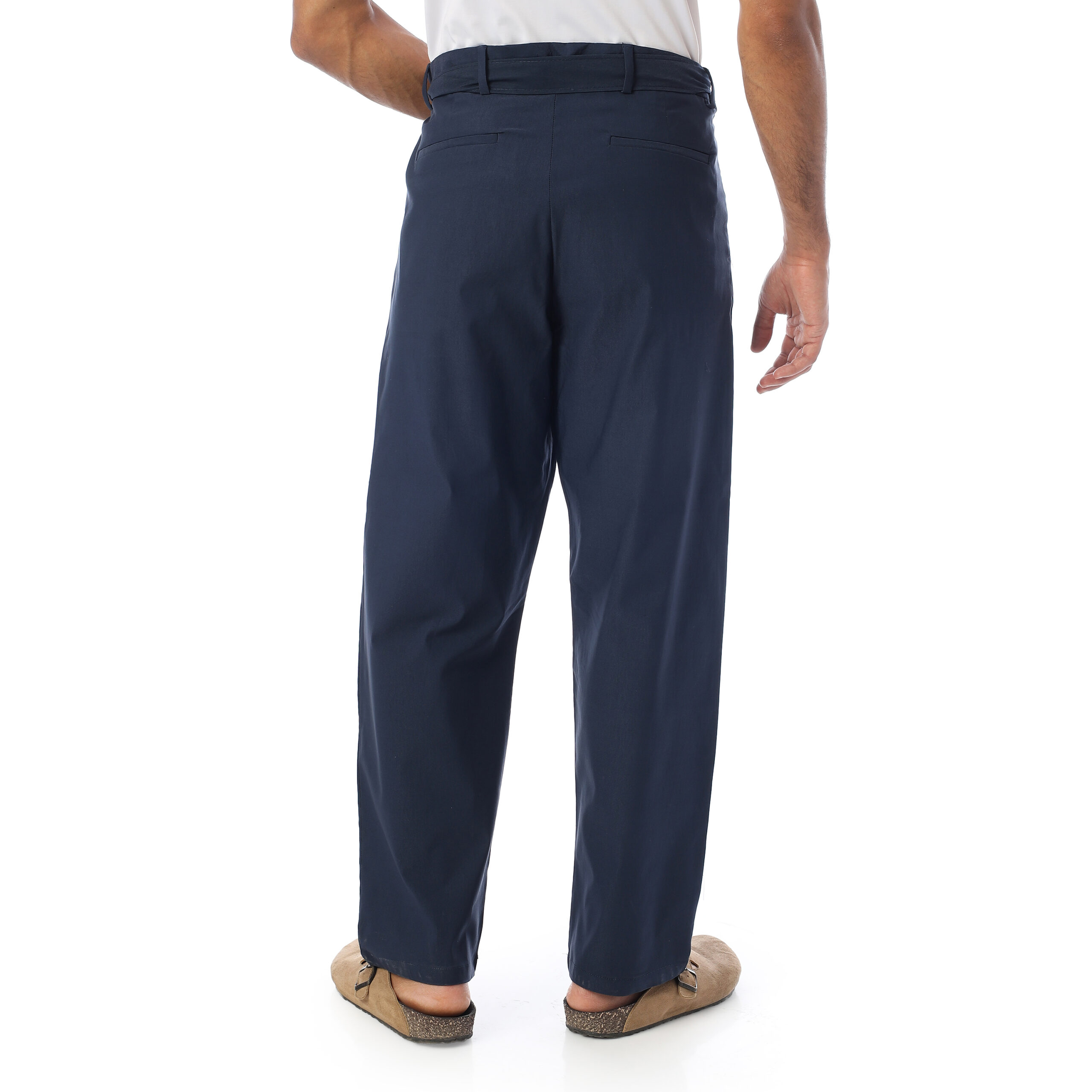 Wide-leg Straight Trousers-Blue - Image 3