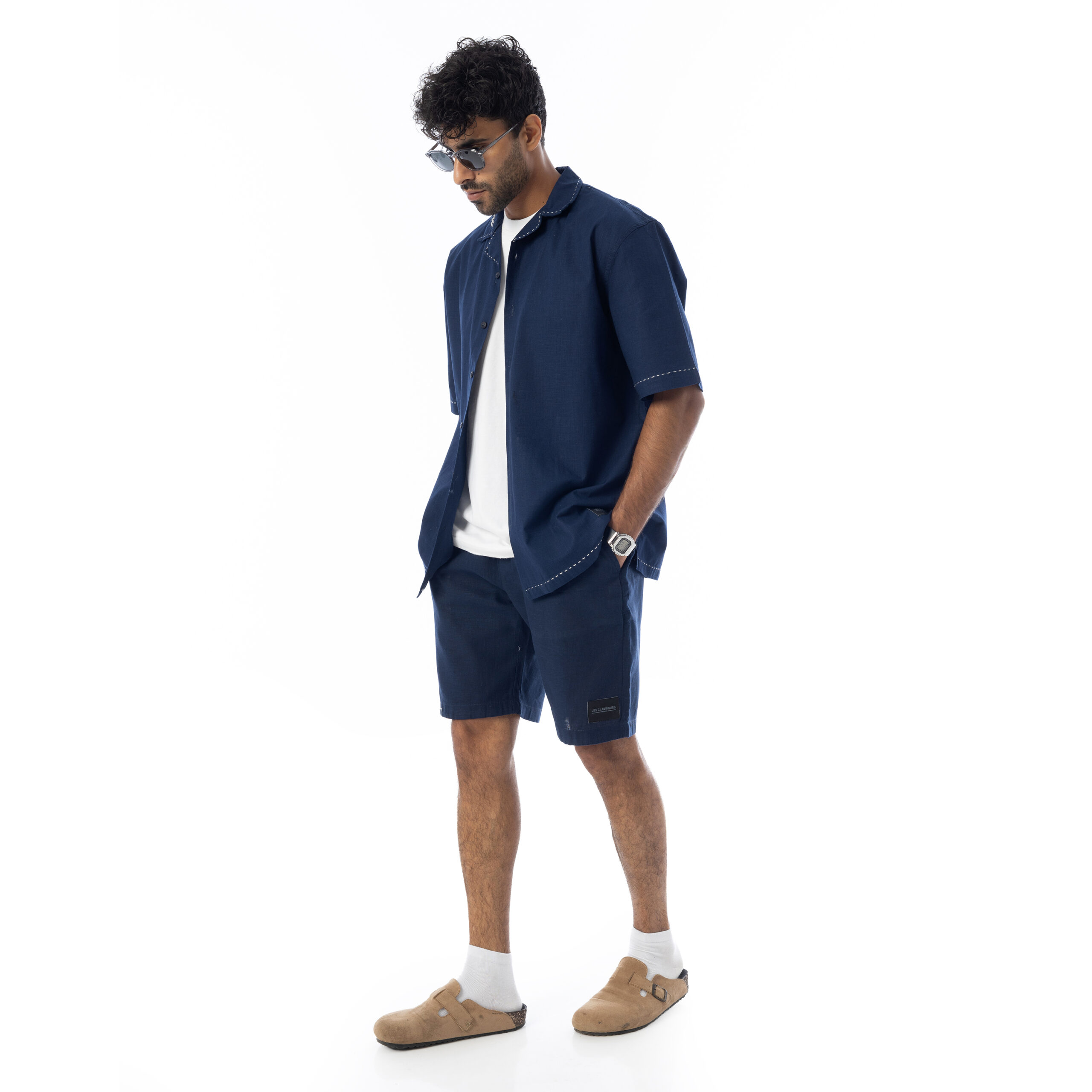 Handmade Linen Shirt-Navy Blue - Image 2