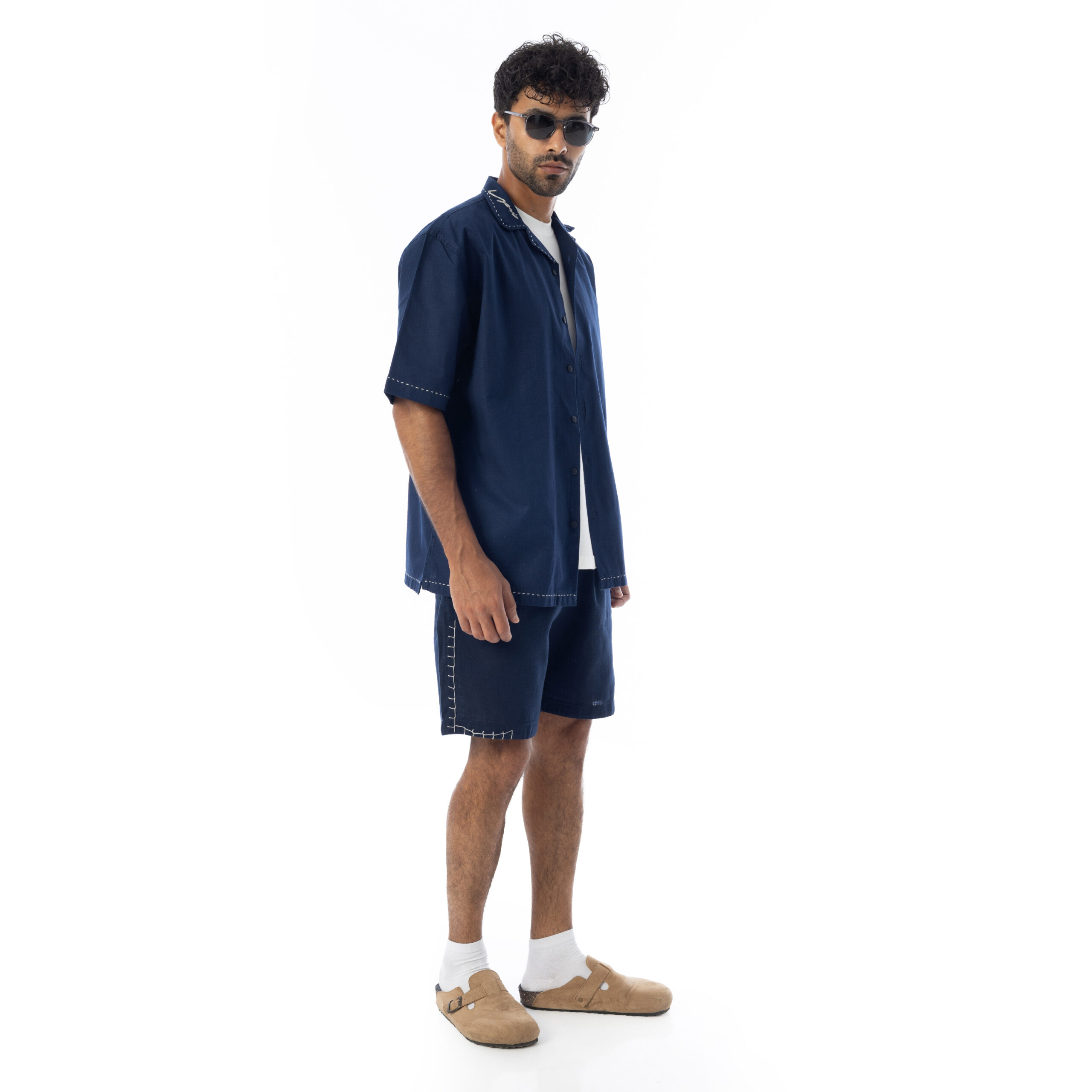 Handmade Linen Shirt-Navy Blue - Image 5