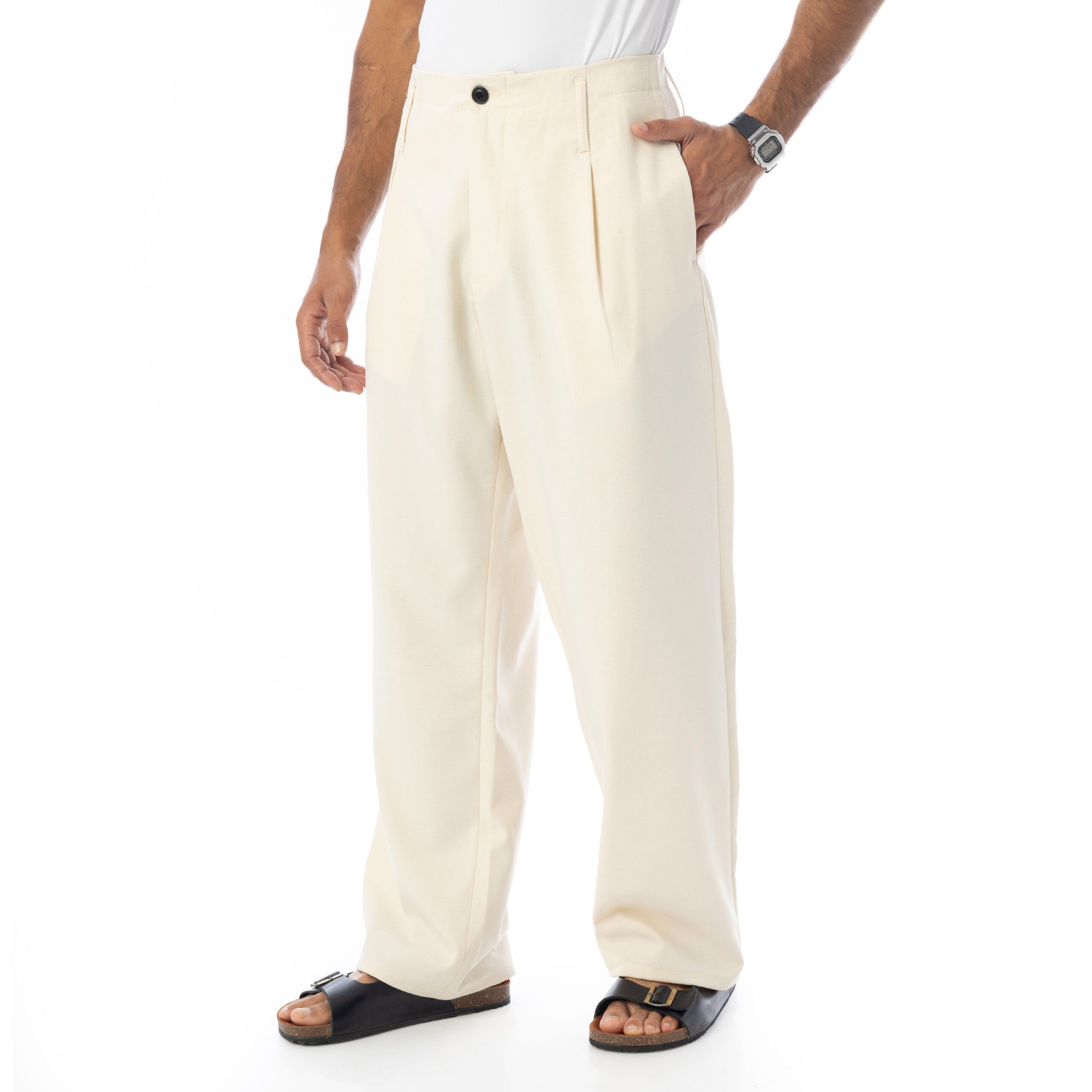 Old Money-Super Wide-Leg Trousers-Beige - Image 4