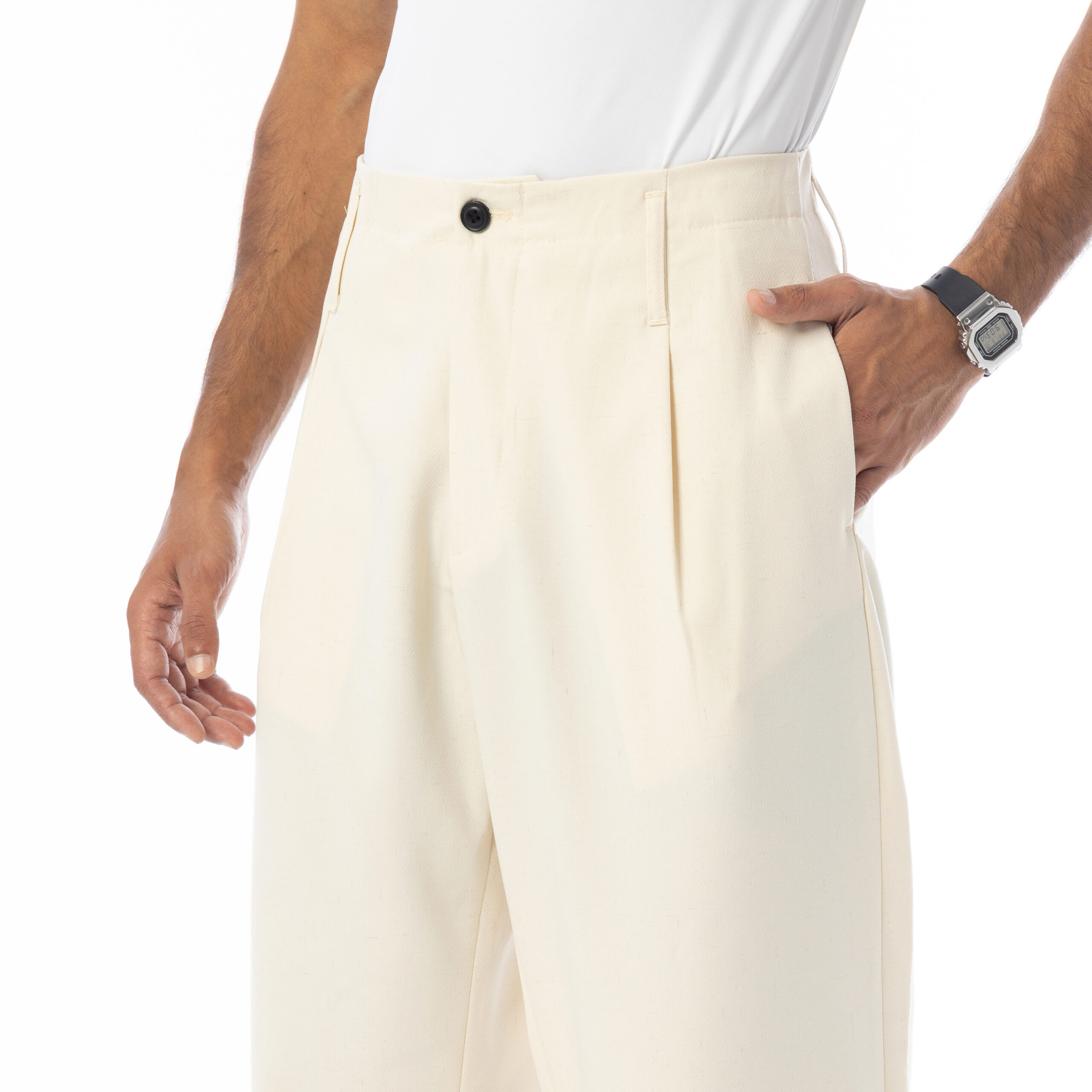 Old Money-Super Wide-Leg Trousers-Beige - Image 2
