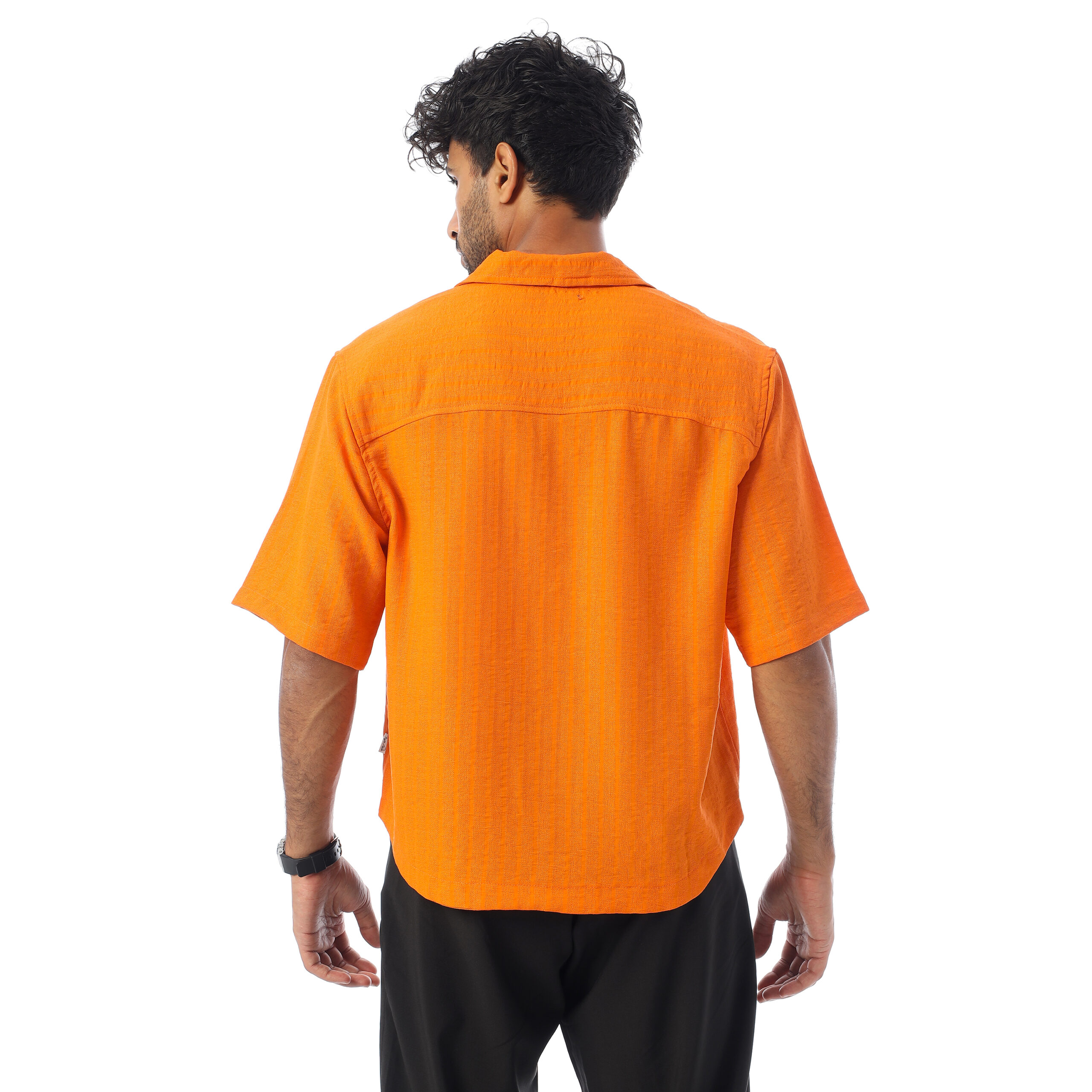 Sleeve-half Boxy-fit Shirt-Orange - Image 5