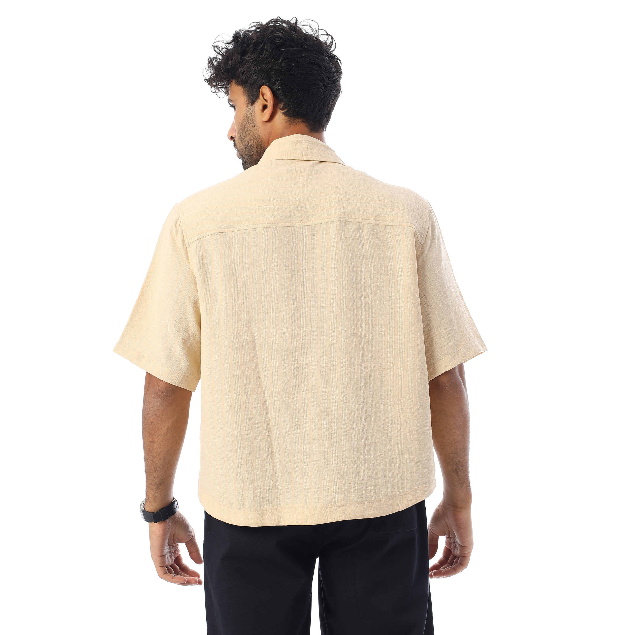 Sleeve half Boxy-fit Shirt-Beige - Image 4