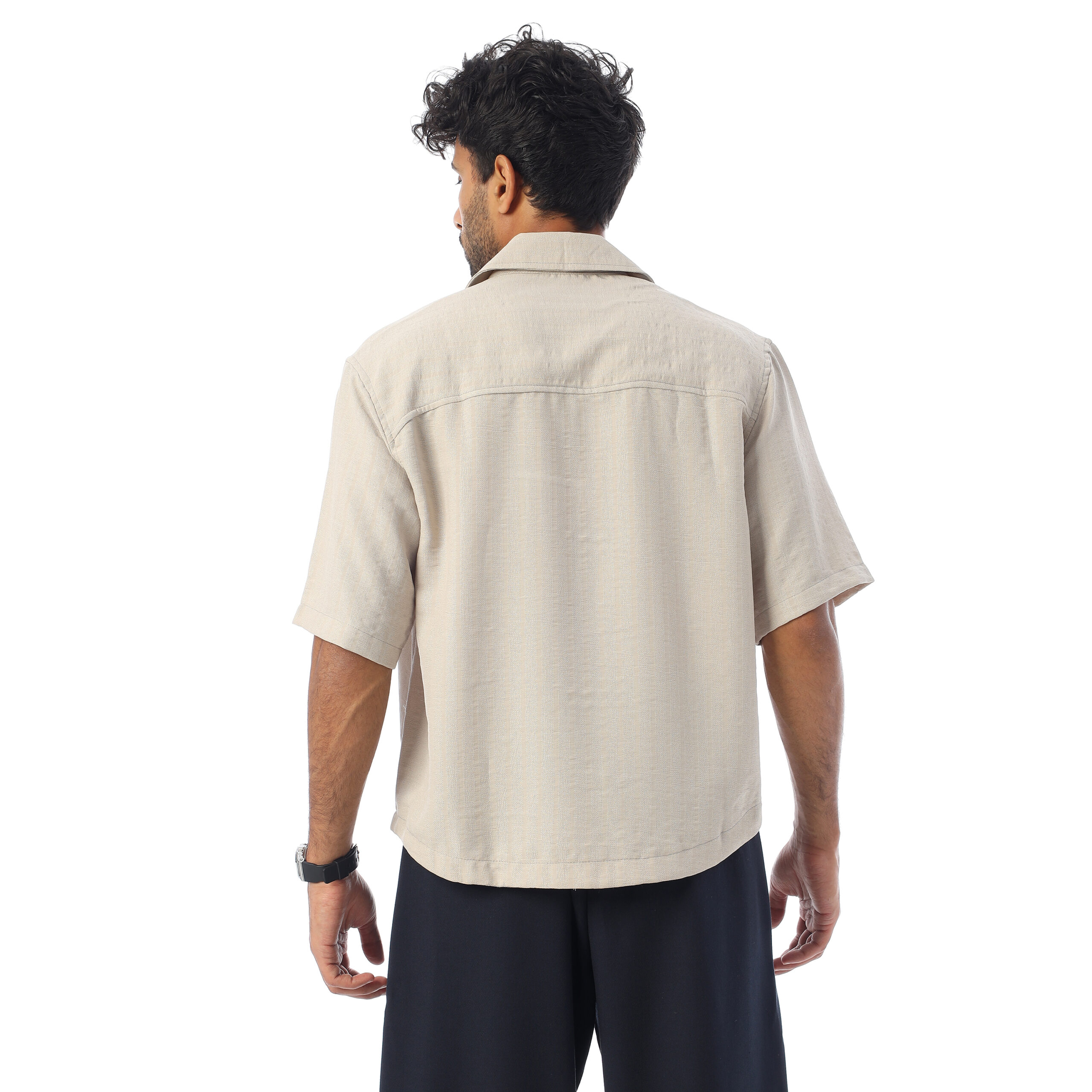 Sleeve-half Boxy-fit Shirt-Cafe - Image 4