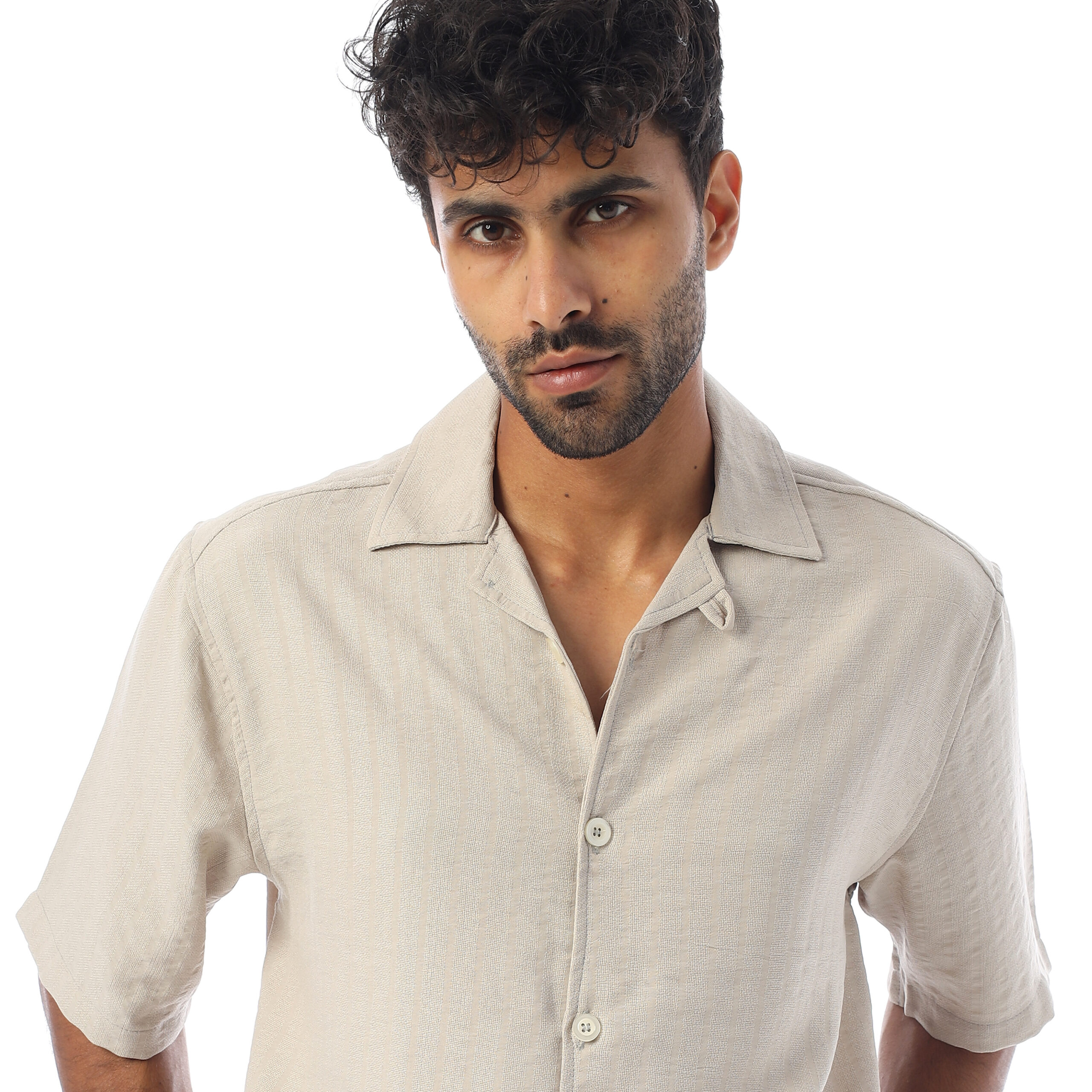 Sleeve-half Boxy-fit Shirt-Cafe - Image 3