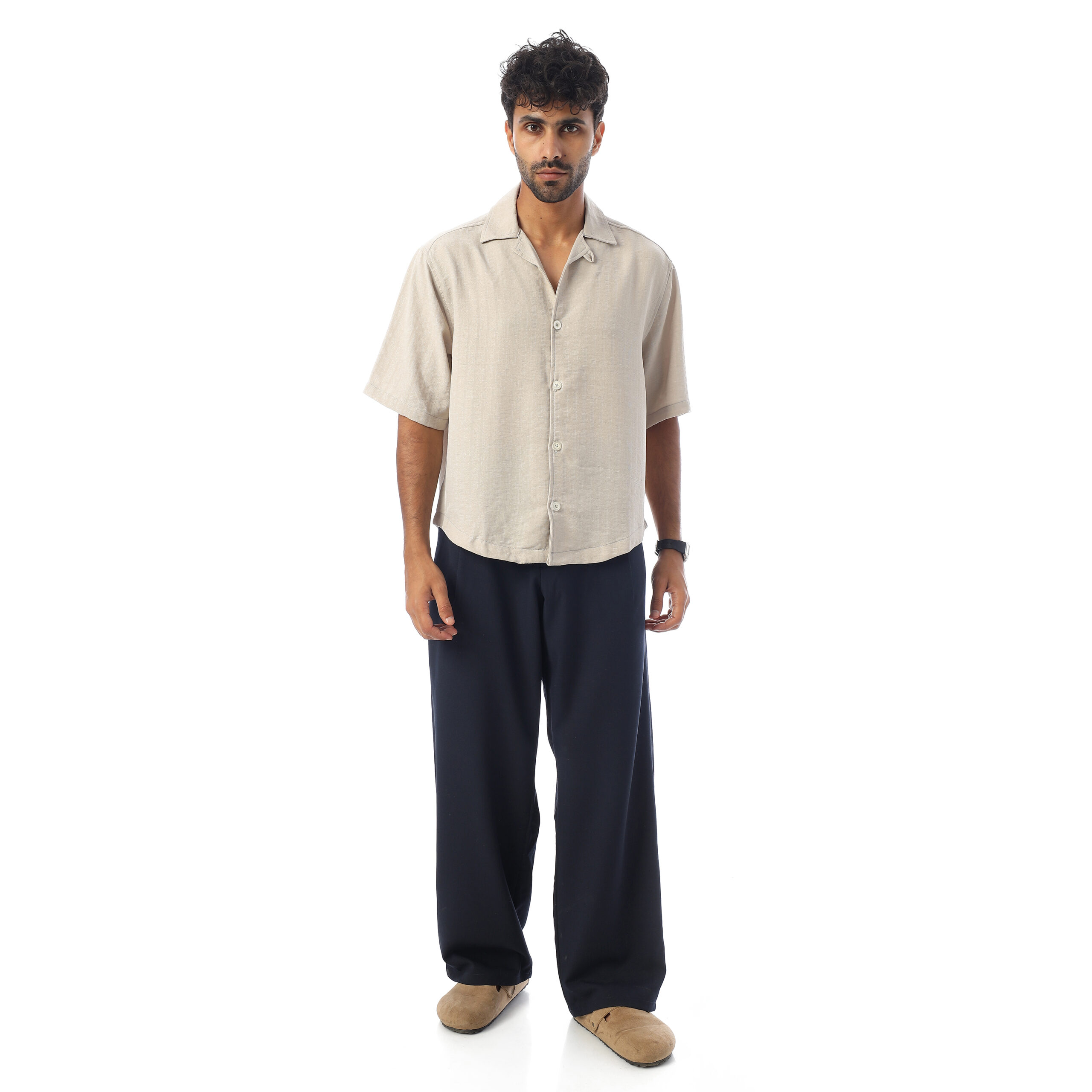 Sleeve-half Boxy-fit Shirt-Cafe - Image 2