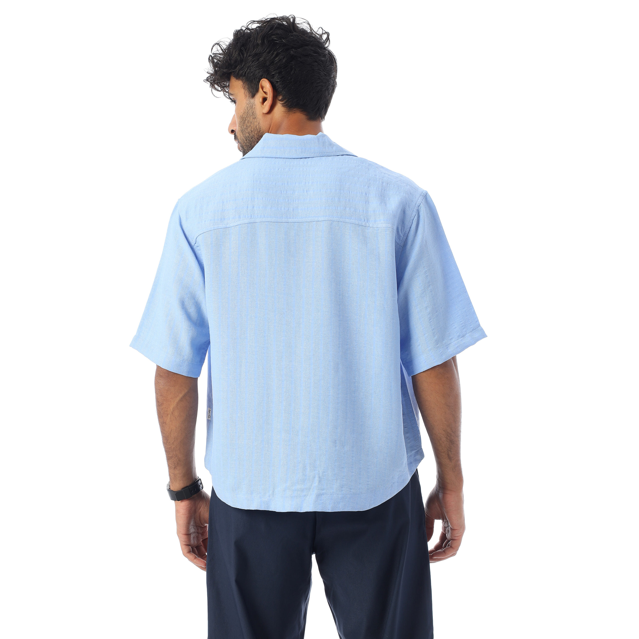 Sleeve half Boxy-fit Shirt-Sky blue - Image 3