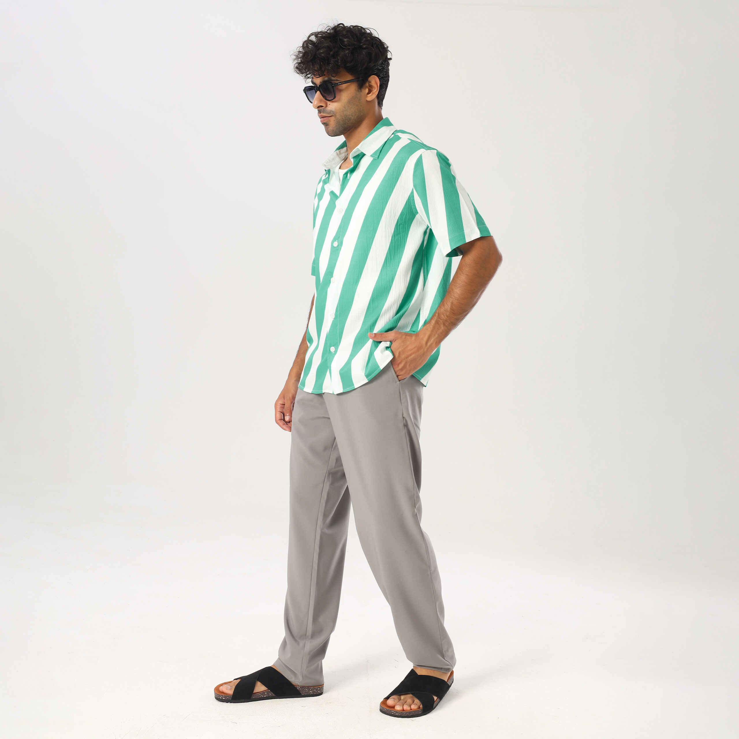 Printed Box Fit Shirt-Green - Image 5