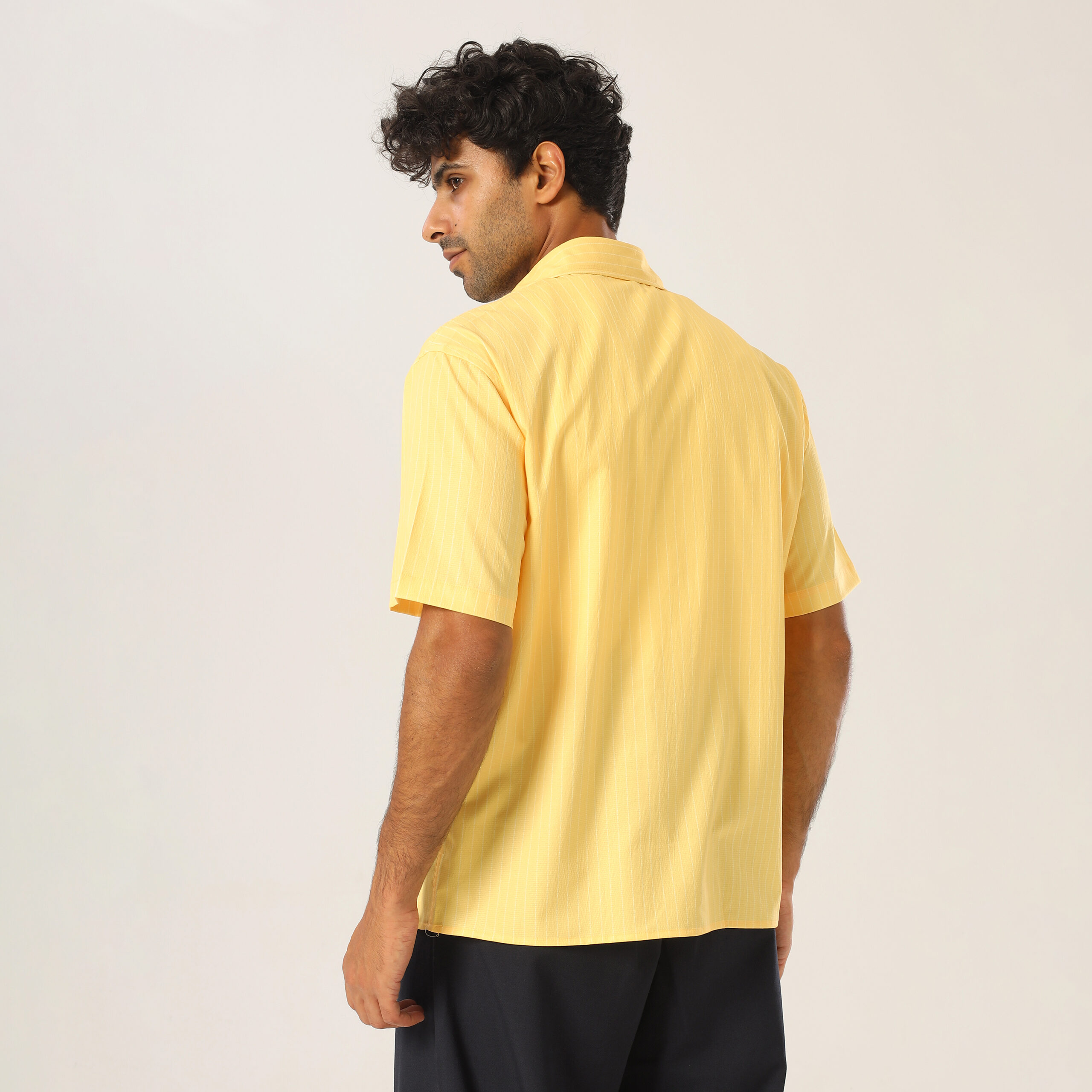 Striped Box-Fit shirt-Yellow - Image 5