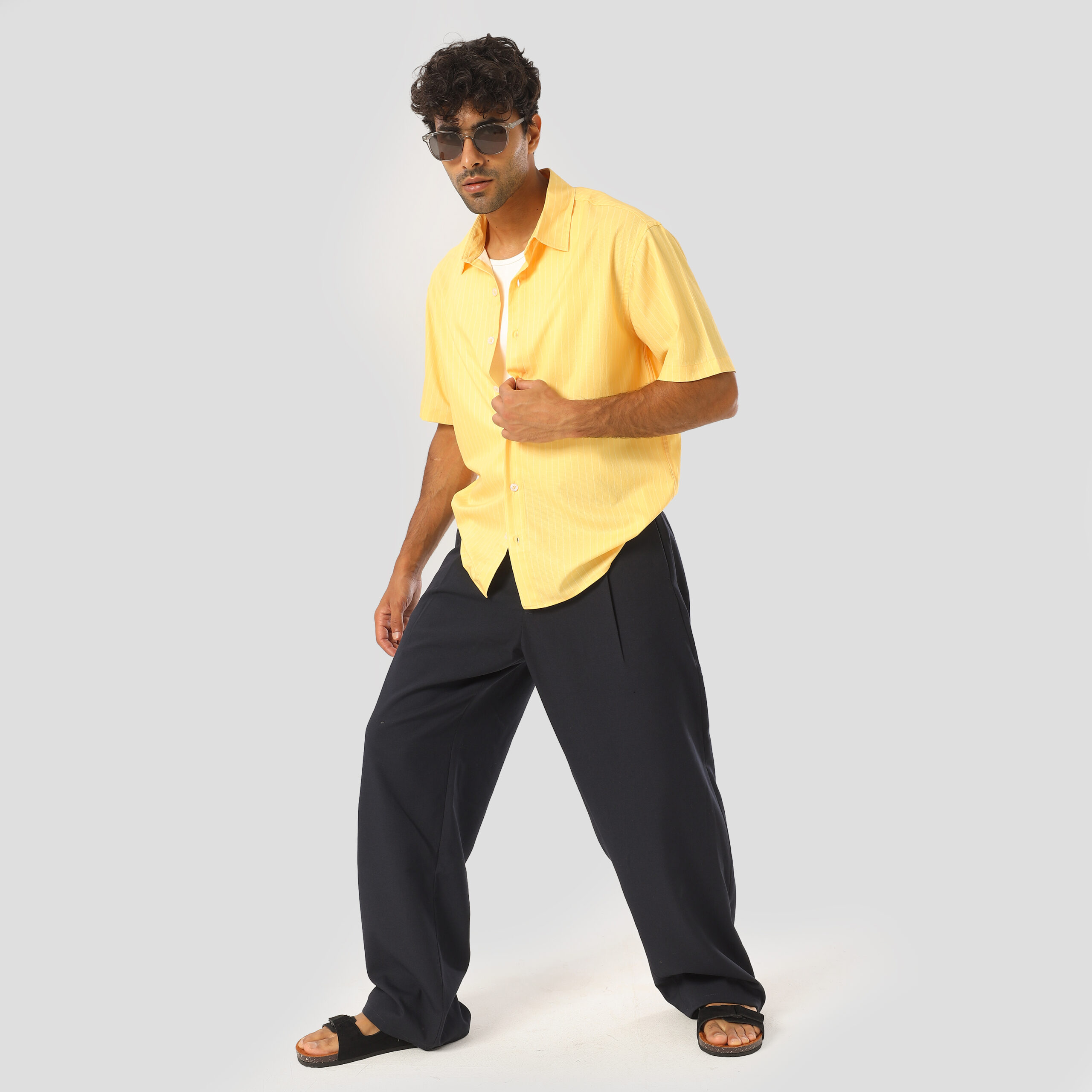 Striped Box-Fit shirt-Yellow - Image 2