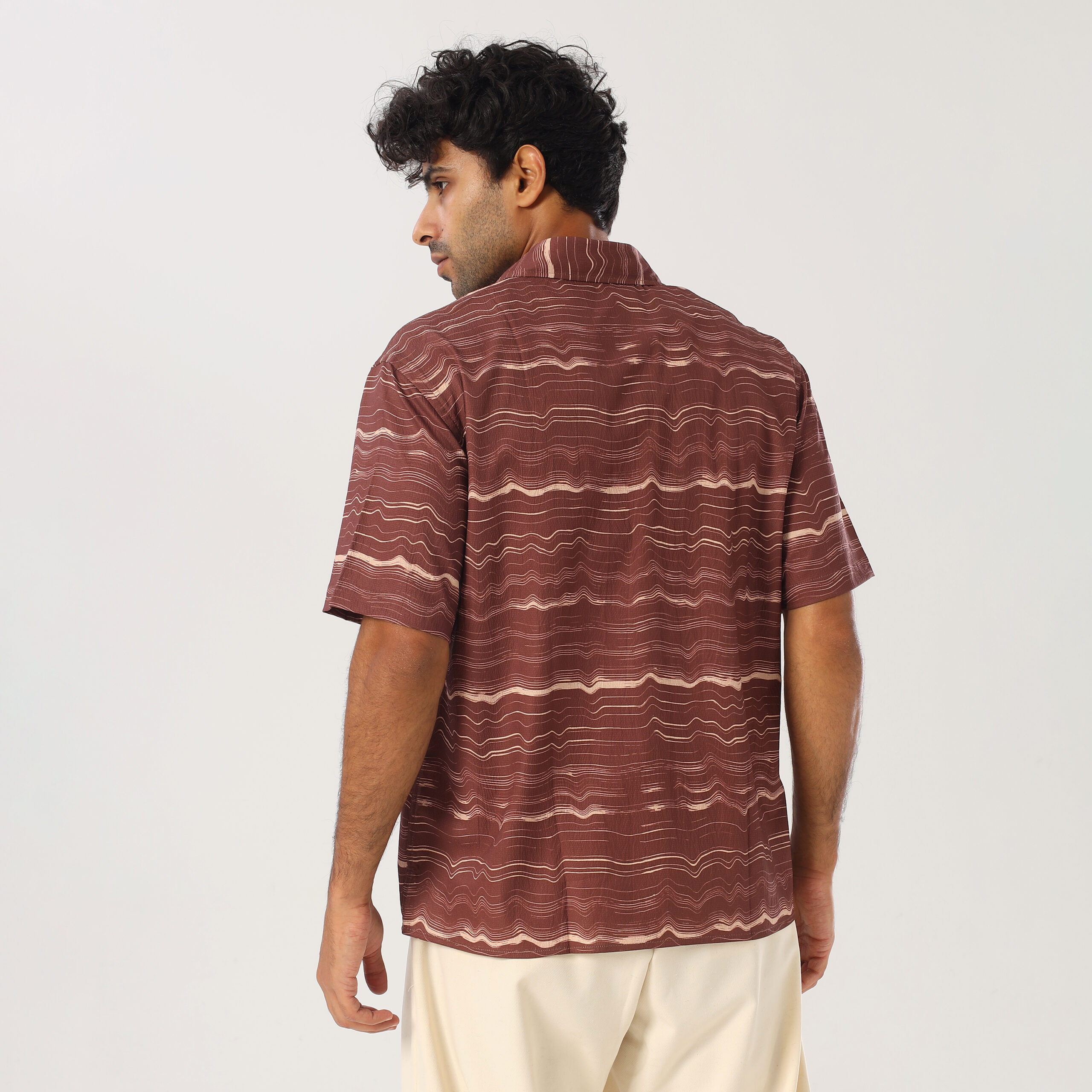 Printed Box Fit Shirt-Brwon2 - Image 4
