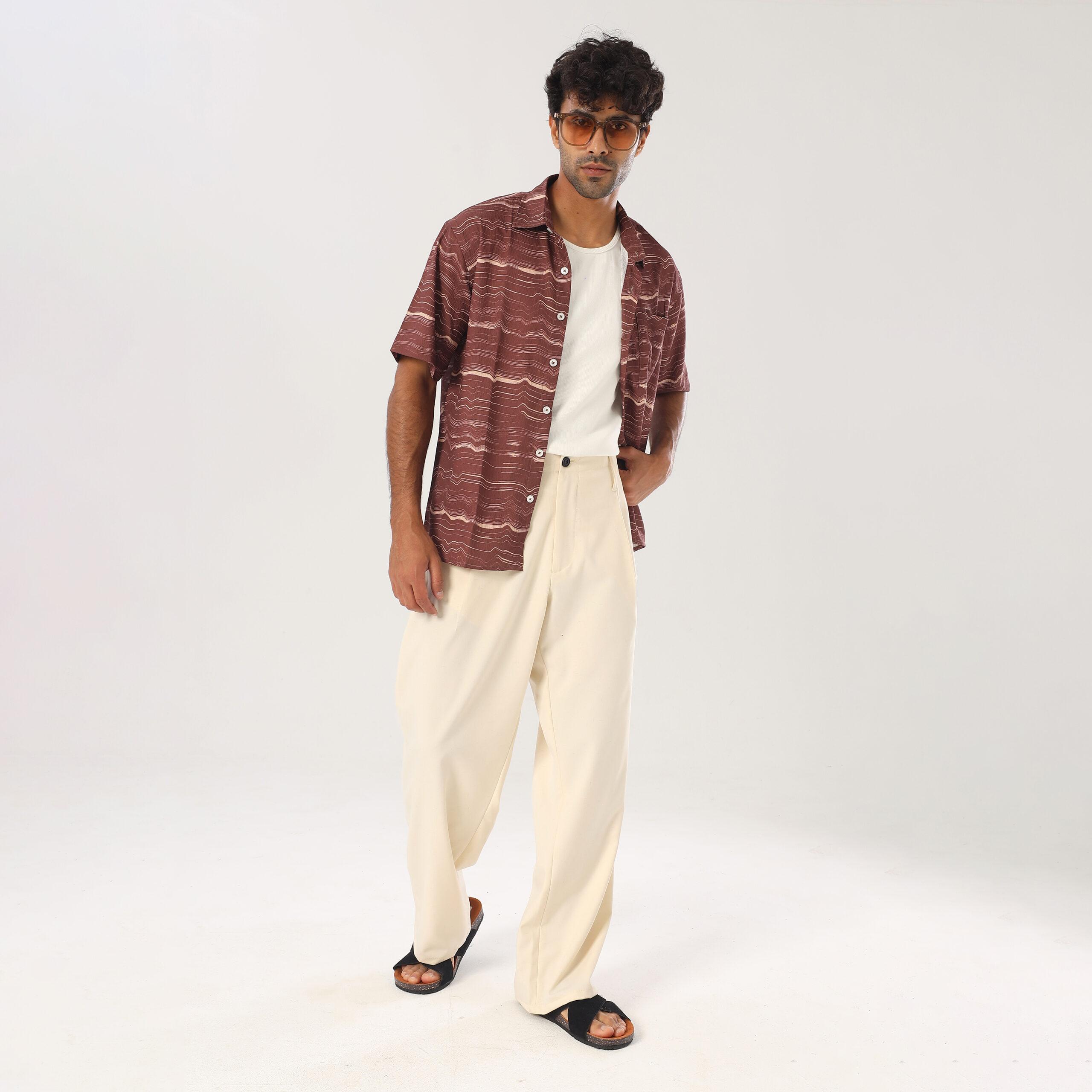 Printed Box Fit Shirt-Brwon2 - Image 2