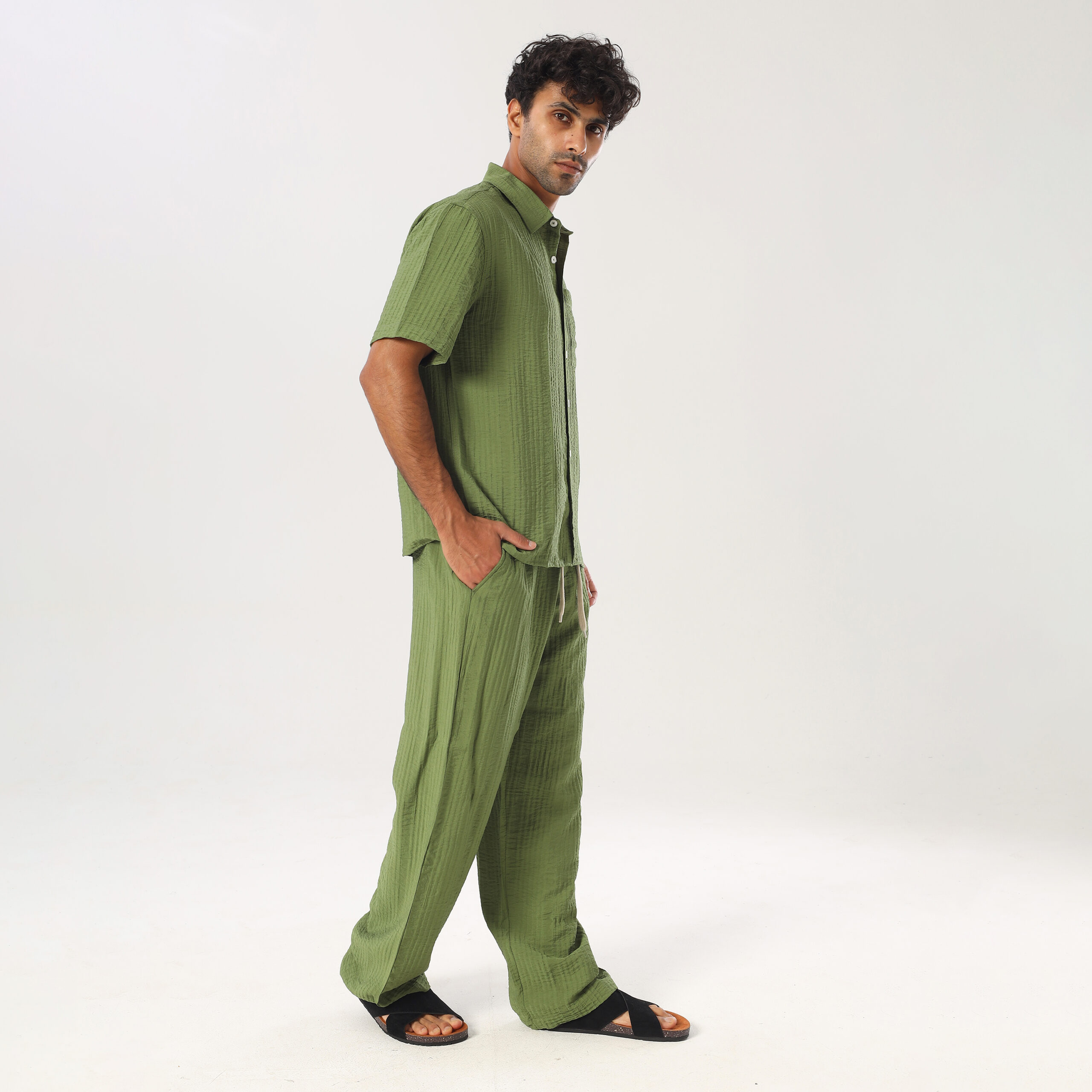 Turkish Linen Suit-Green - Image 2
