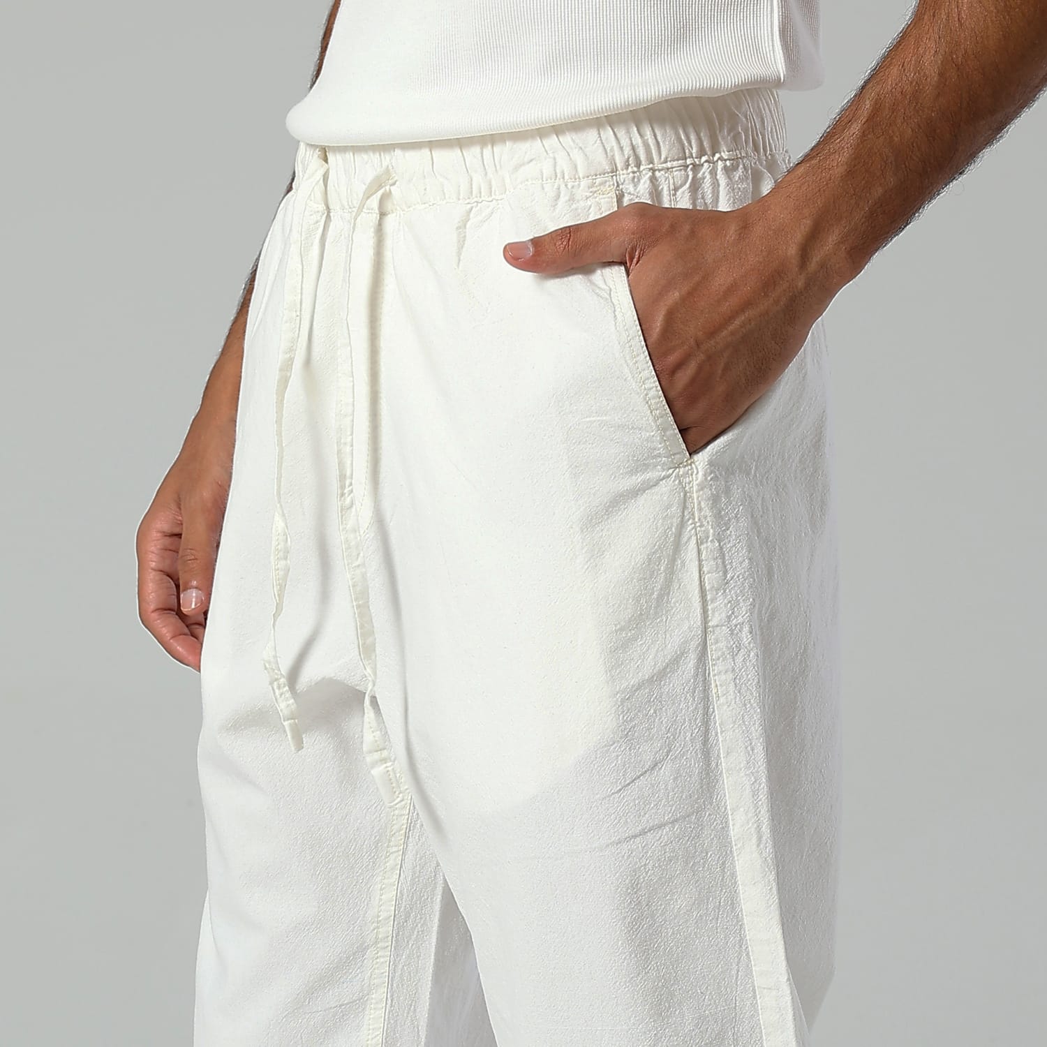Relaxed Fit Trousers-White - Image 3