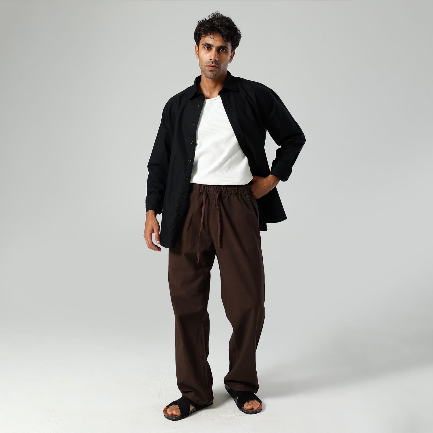 Relaxed Fit Trousers-Brown - Image 2