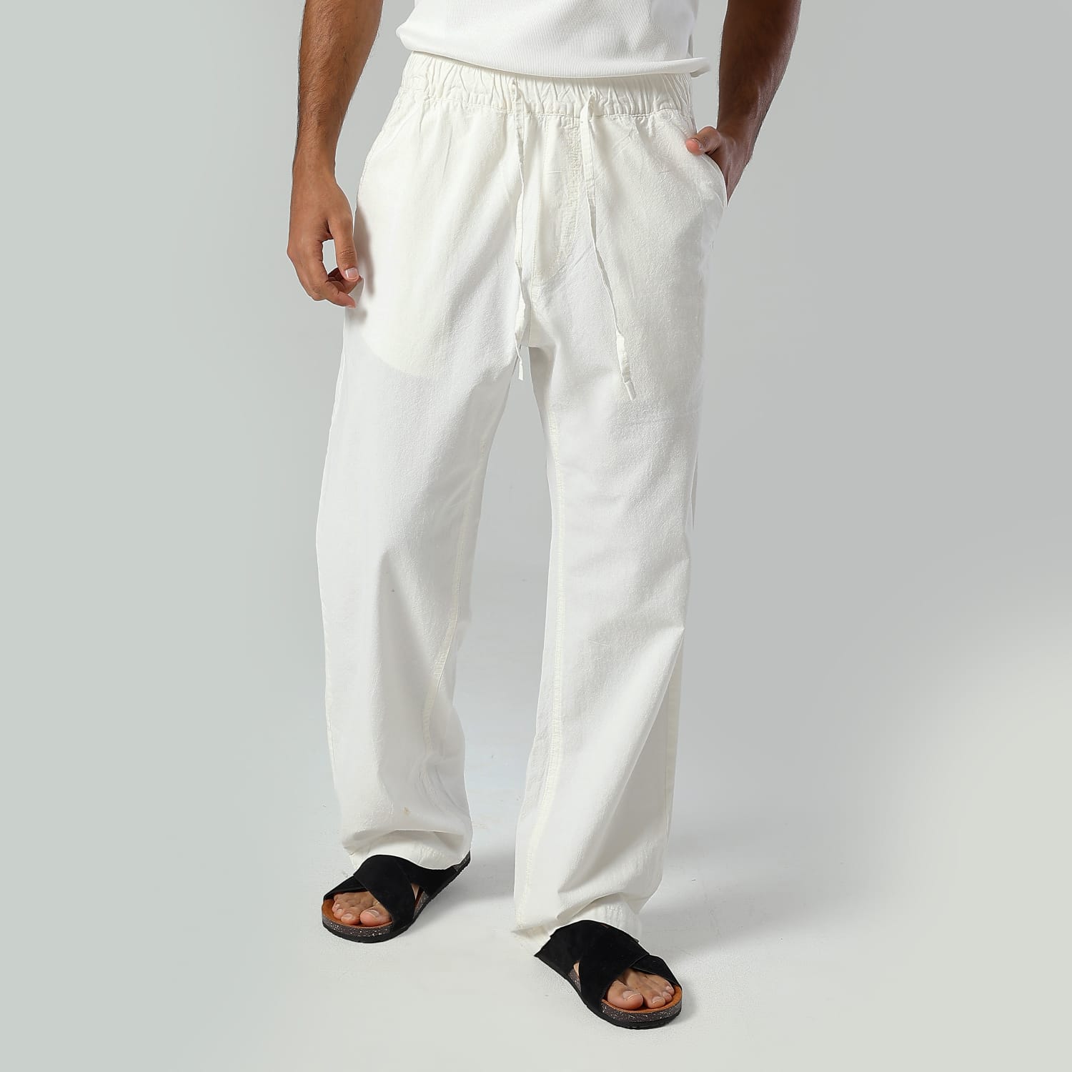 Relaxed Fit Trousers-White