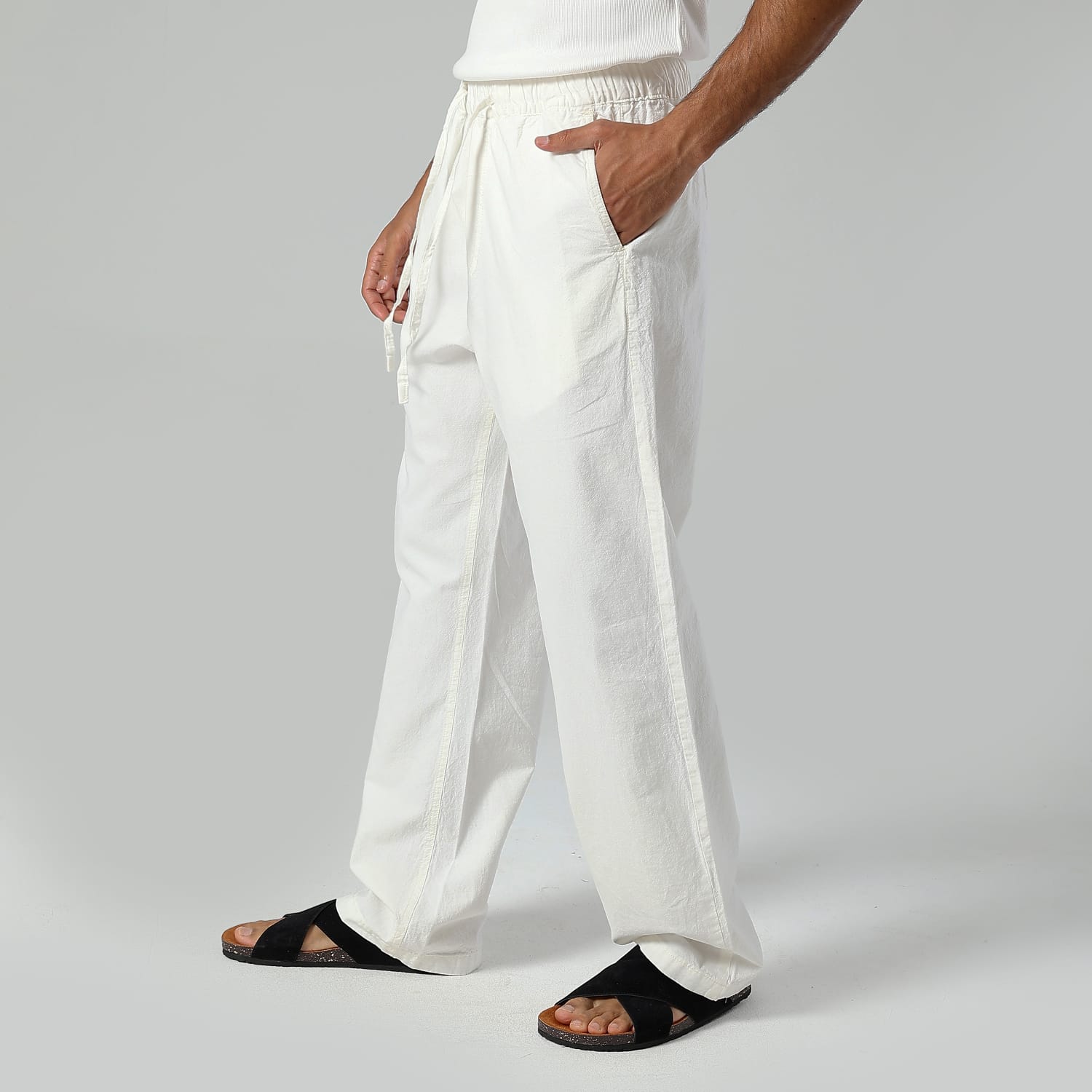 Relaxed Fit Trousers-White - Image 5