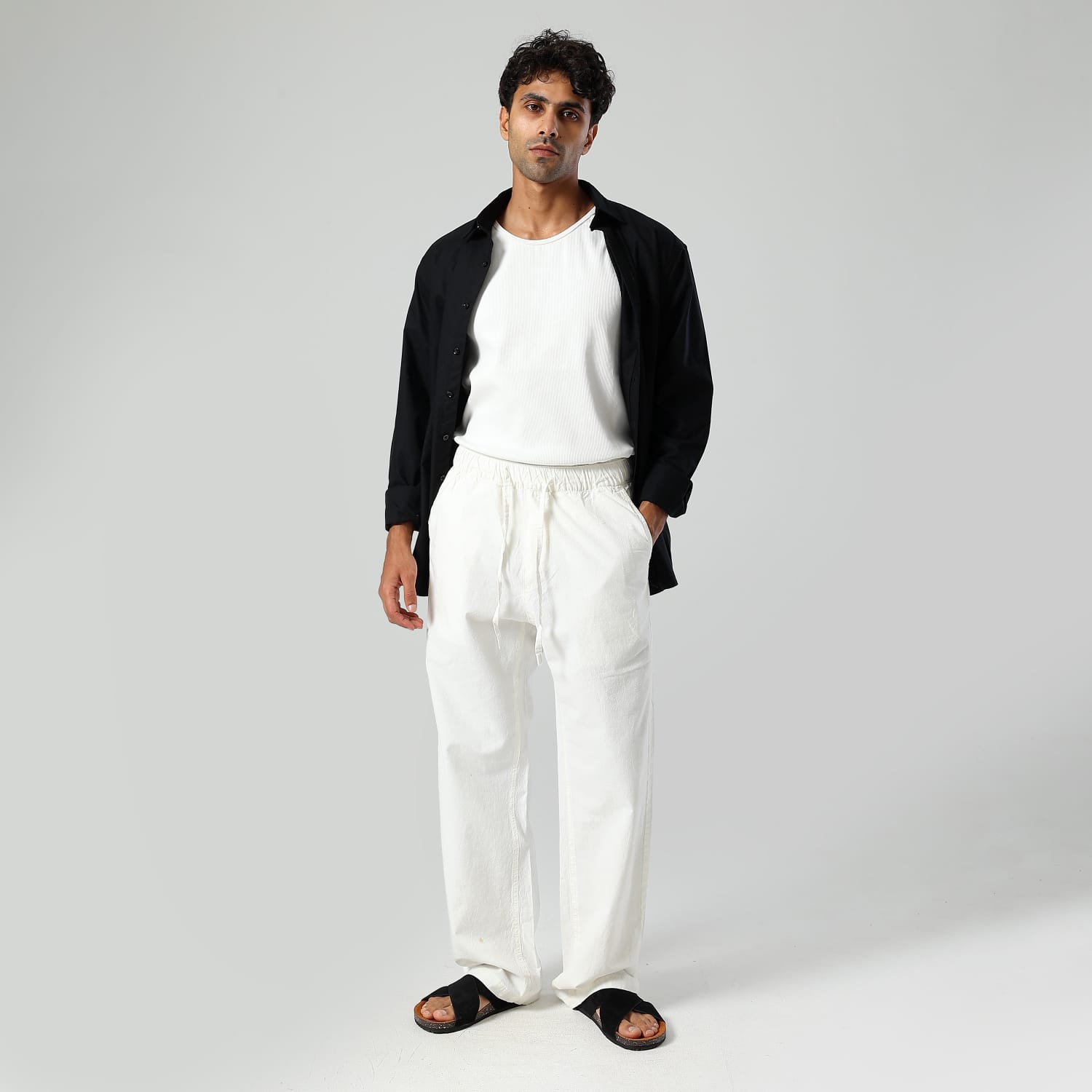 Relaxed Fit Trousers-White - Image 2