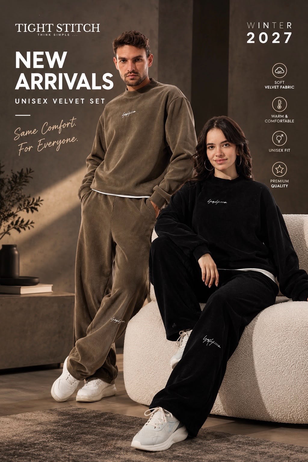 Oversized Velvet Set-Brown - Image 2